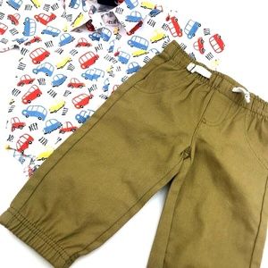 Baby outfit Boys Size 3/6m Matching 2pc Set Pants Bottoms Button Down Snaps